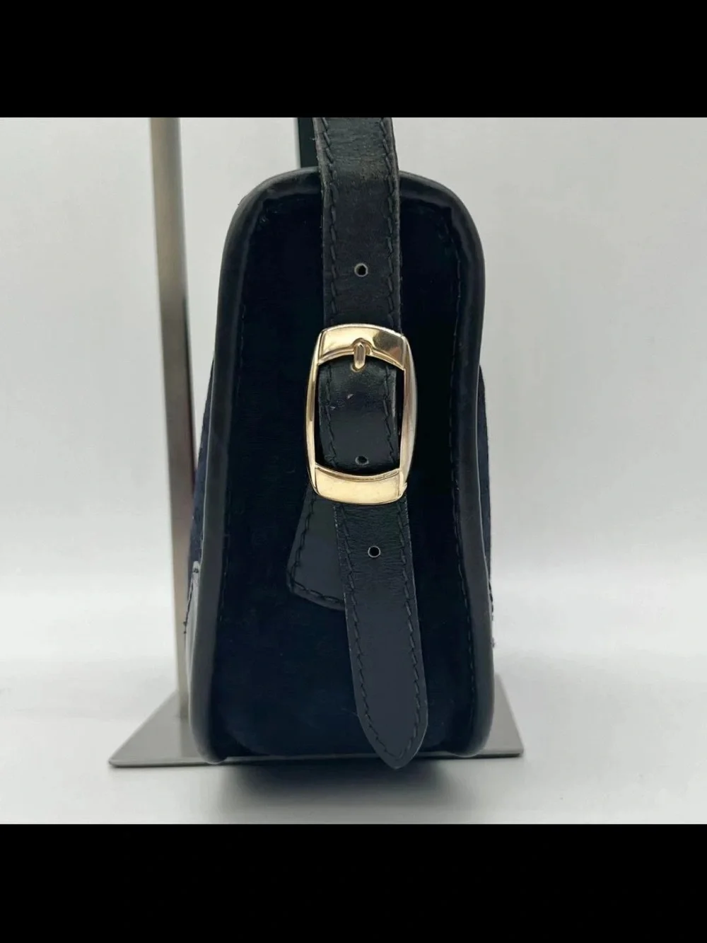 Gucci Navy Canvas Crossbody with Red Center Stripe